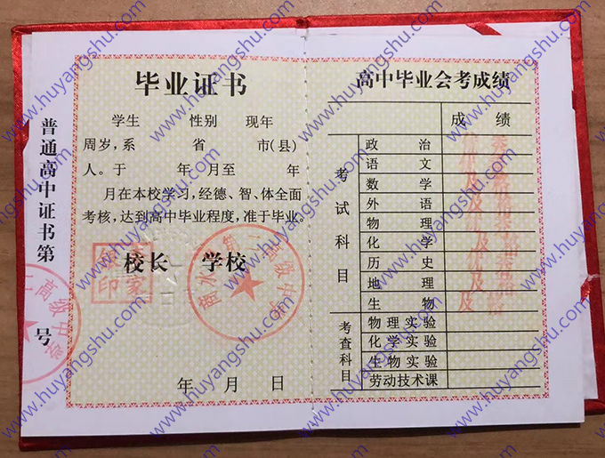 商水县第二高级中学1996年高中毕业证