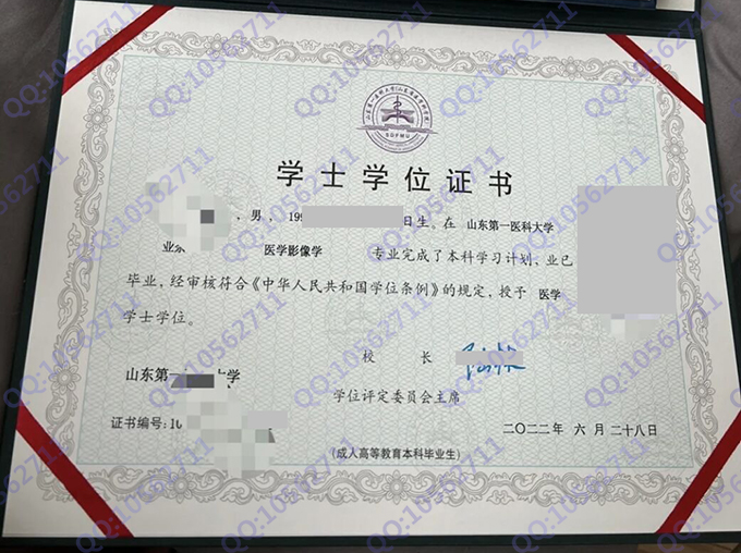 山东第一医科大学2022年学士学位证样本