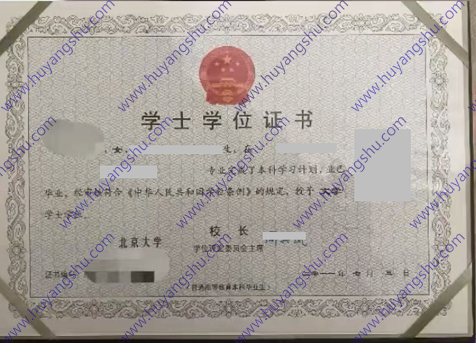 北京大学2011年全日制本科学士学位证样本
