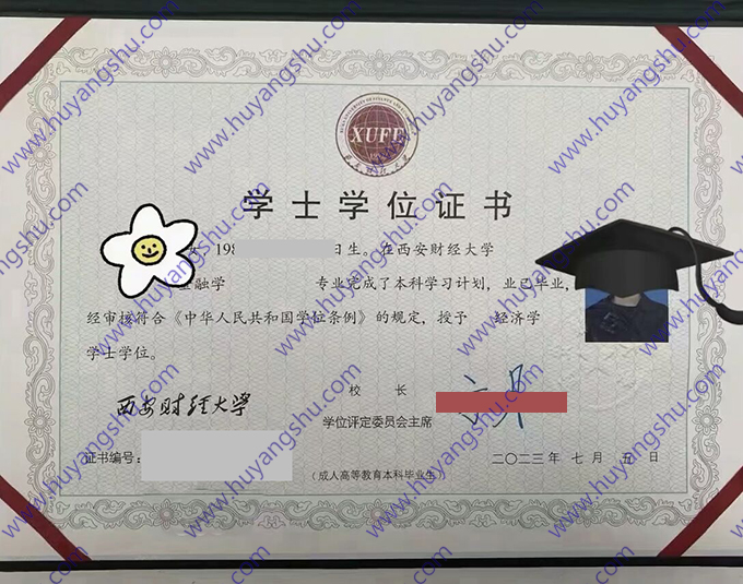 西安财经大学2023年成人教育学士学位证（金融学）