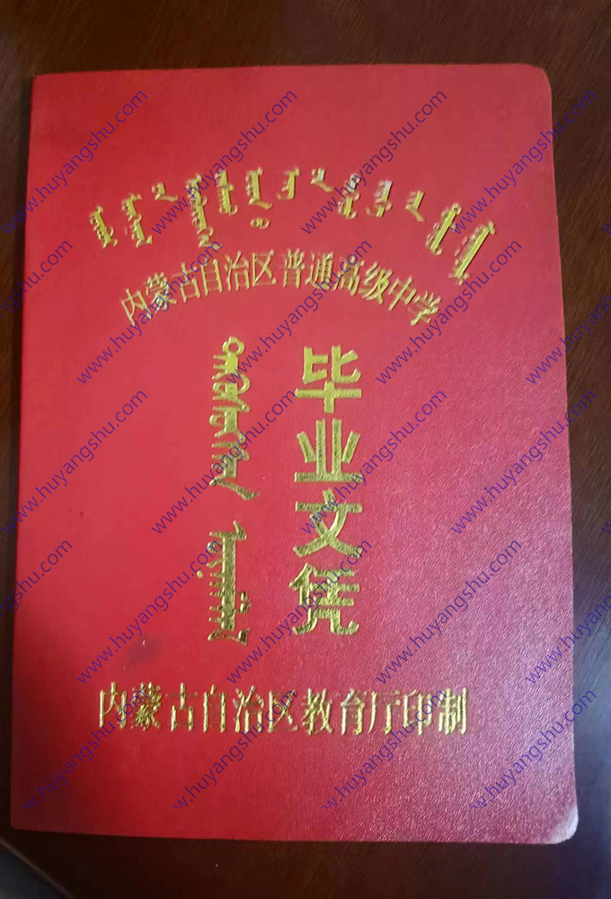 内蒙古土默特左旗第二中学1996年高中毕业证样本