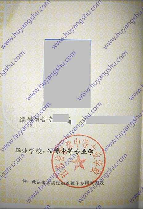 江苏省宿豫中等专业学校2011年中专毕业证样本